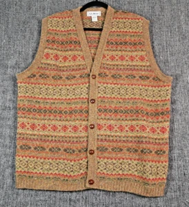 L.L. Bean Vintage 100% Wool Sweater Vest Mens L Tall Button Made Scotland Dad - Picture 1 of 8