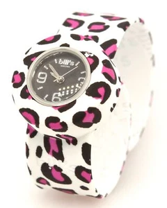 Bill's Watch reloj - mini pulsera cinta rosa Panter, esfera negra - Imagen 1 de 3