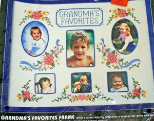 Kit de punto de cruz estampado sellado favorito de la abuela dimensiones vintage 11x14 NUEVO - Imagen 1 de 3