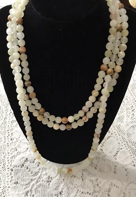 Hermoso collar vintage largo de cuentas de vidrio de piedras semipreciosas de 60” #648 Foto 1 de 4