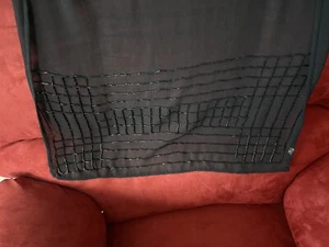 Bufanda de seda negra sin marca con extremos de cuentas - Imagen 1 de 3