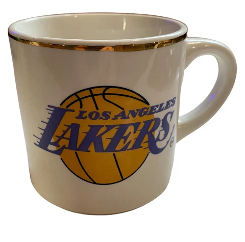 VTG Los Angeles LA Lakers Coffee Mug NBA Basketball Gold Rim Cover