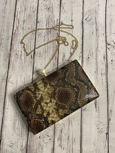 NWOT-H&M Snakeskin Print Pearl Clasp Dual-Style Evening Bag - Picture 1 of 9