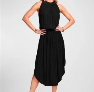 Ramy Brook Audrey Black Blouson Midi Dress M NWT - Picture 1 of 9