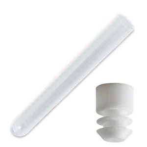 100 Pack, 16 x 100 mm, Clear Plastic Test Tubes with White Caps, 4 inch - Picture 1 of 1