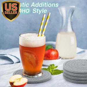 Handmade Woven Drink Coasters, 8 Pcs BOHO Absorbent Coasters for Home Decor, ... - Picture 1 of 8