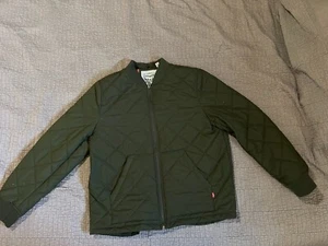 Levi’s Mens Green Quilted jacket Winter Zip Size Large ! Great Condition - Picture 1 of 5