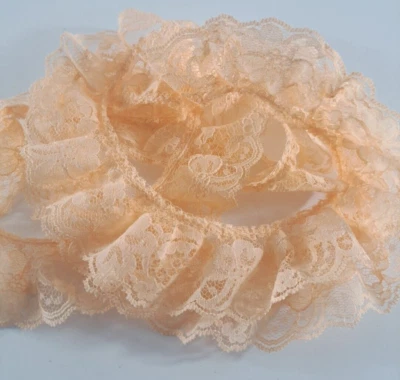 Vintage Orange Lace Fabric Trim Sewing Crafts Floral 2" Medallion 59" Long DIY - Image 1 of 3