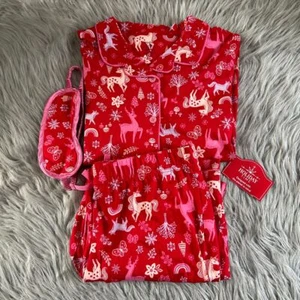 Holiday Time Three Piece Pajama Set Girls Size Large 10-12 Plus Red Unicorn Pjs - Picture 1 of 9