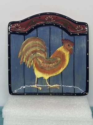 Pier 1 Rooster Inn 6in snack tray plate dish handpainted - Image 1 of 4