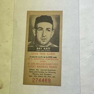 1954 NY Journal Ray Katt Schedule Card #274469 - Picture 1 of 2