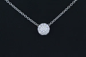 Hearts On Fire 18k White Gold Diamond Halo Fulfillment Pendant Necklace 18in - Picture 1 of 12