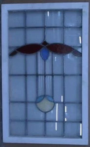PRETTY ABSTRACT OLD ENGLISH LEADED STAINED GLASS WINDOW TRANSOM 21" X 34" - Picture 1 of 3