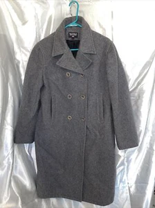 Ralph Lauren Polo Jeans Coat Women L Gray Wool Knee Length Double Breast Buttons - Picture 1 of 11