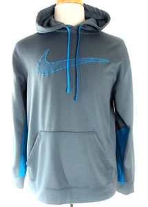 NIKE Therma Fit Pullover Hoodie Men L GRAY Sweatshirt Jacket Drawstring - Picture 1 of 11