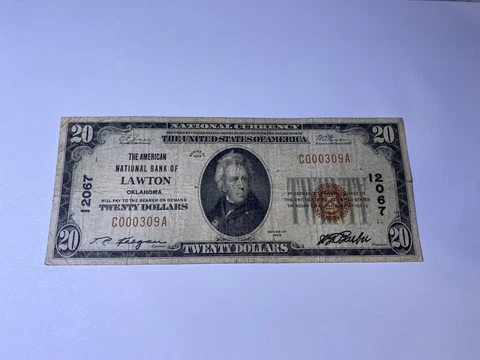 LAWTON, OKLAHOMA 1929  NATIONAL NOTE. CHARTER 12067 Cover