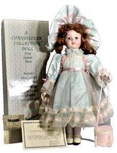 Muñeca de porcelana de la década de 1990 16" de alto colección Seymour Mann Connoisseur certificado de autenticidad - Imagen 1 de 2