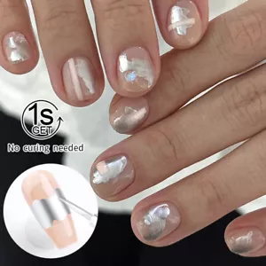 BORN PRETTY Silber Metall Effekt Nagellack Aquarell Natürliche Trockene Nagelgel - Bild 1 von 18