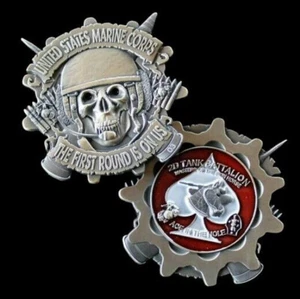 2ND Panzerbataillon ERSTRUNDE AUF UNS! CHALLENGE COIN US MARINES PIN UP TANKER - Bild 1 von 1