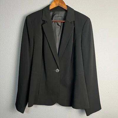Investments Black One Button Blazer Career Office Jacket Business Casual Size 12 - Image 1 of 4