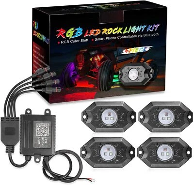 4x RGB LED Rock Lights Underglow For YAMAHA Wolverine RMAX 4 1000 XT-R 2021-2023 - Image 1 of 4
