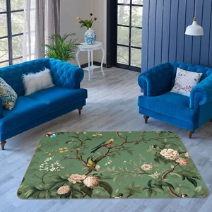 3D Vogel Blume Baum R092 rutschfeste Teppichmatte rund elegant Teppich Panda - Bild 1 von 5