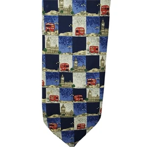 St. Michael MARKS & SPENCER 100% Silk Tie Double Decker Buss Big Ben England - Picture 1 of 7