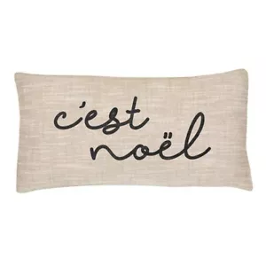 Lumbar Pillow C'est Noel Winter Holiday Party Cushion Case Decoration - Pack of - Picture 1 of 4