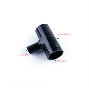 T-sharp Hose, length: 5.5'', ID : 60mm ,T-  ID25mm , Silicone Coupler Pipe Black - Picture 1 of 8