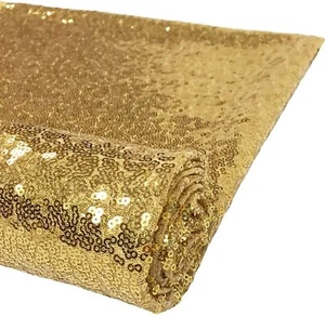 * Clearance Sale * Gold Sequin Sparkly Shiny Bling Décor Dress Craft Fabric 50" - Picture 1 of 1