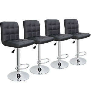 Set of 2/4 Adjustable Bar Stools Dinning Chair PU Leather Swivel  w/3 Level