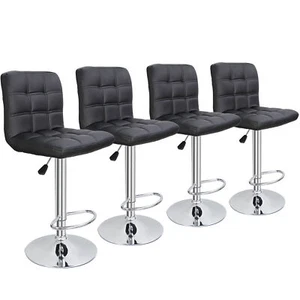 Set of 2/4 Adjustable Bar Stools Dinning Chair PU Leather Swivel  w/3 Level - Picture 1 of 20