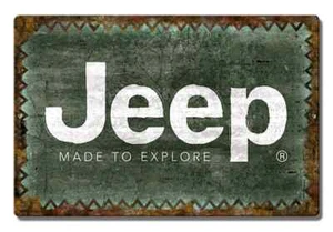 Letrero de pared de metal de 12" X 8" - "JEEP - Hecho para explorar" - Imagen 1 de 2