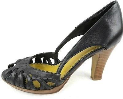 Kenneth Cole Tribeca Plataforma Tacón Sin Cordones Punta abierta Negro Tejido Talla 7.5 Usado en Excelente Condición Foto 1 de 4