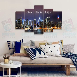 110x60 CM - Set 5 Gemälde bedruckt - Tisch moderne Dekoration Wand - New YORK-01 - Bild 1 von 2