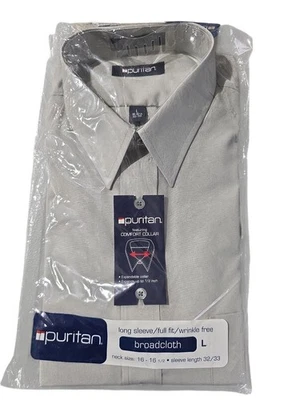 Camisa gris plateada sin arrugas Puritan Broadcloth para hombre, 16-16,5 32/32 ajuste completo  Foto 1 de 4