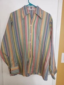Camisa vintage Van Heusen 417 L/S para hombre talla L Rainbow Disco Poly - Imagen 1 de 8