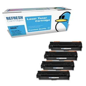 Refresh Cartridges Full Set 4 Pack 650A Toners Compatible With HP Printers - Afbeelding 1 van 12