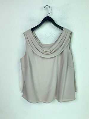 Jacques Vert Taupe Sleeveless Cowl Neck Blouse  Elegant Formal Sheer Top  UK 22 - Image 1 of 4
