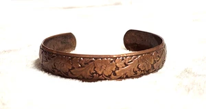 Vintage Kupfer Floral Blume geprägt Design verstellbar Armreif Manschette Armband 7" - Bild 1 von 24