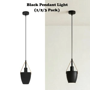 Black Industrial Retro Vintage Kitchen Ceiling Pendant Light Hanging Lamp - Picture 1 of 24