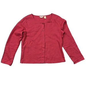 J. Jill Linen Raspberry Snap Button Front Long Sleeve XS Blouse Shirt - Picture 1 of 22