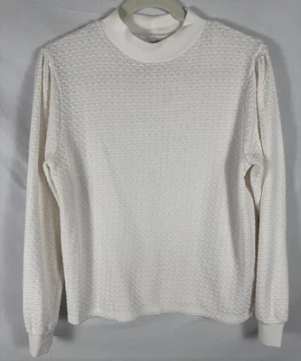 J. Camisa Crew Mujer Grande Blanca Texturizada Simulada Cuello Alto Top Foto 1 de 4