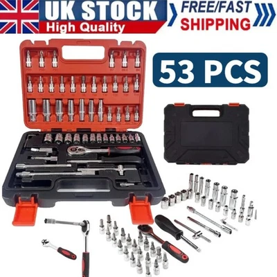 53 PC Mechanics Tools Set Car Repair Tool Kit Set Box for Home Socket Wrench Set - Image 1 of 4
