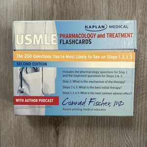 Kaplan Medical USMLE Pharmacology and Treatment Flashcards 200 Question Box Set - Picture 1 of 12