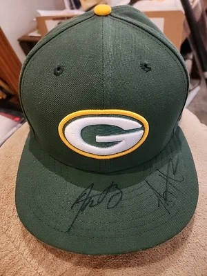 Aaron Rodgers / AJ  Hawk Signed Green Bay Packers New Era Hat - JSA - Image 1 of 4