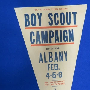 Boy Scout Campaign Albany (1919) Linen Pennant (Scout Week) 257C2 - Picture 1 of 6