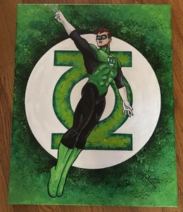 GREEN LANTERN Original Acryl Gemälde Leinwand Comic Superheld Rudy Holmes - Bild 1 von 11