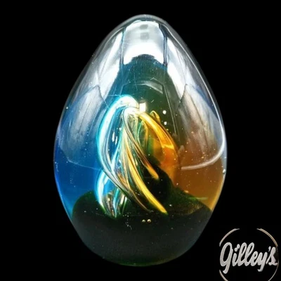 Ovo peso papel arte vidro raro Murano Seguso Vetri d' Arte Sommerso Airtwist vintage - Imagem 1 de 3