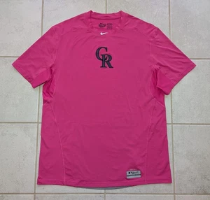 Nike Pro Combat Men's XXL Colorado Rockies Mother's Day Pink Shirt Fitted - Picture 1 of 8